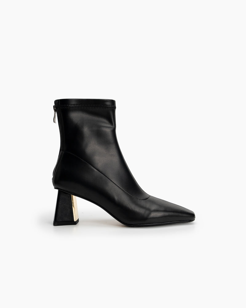 Patent square toe on sale flare heel sock boot