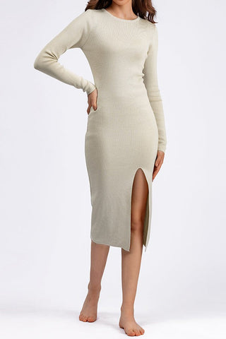 Autumn Awakening Long Sleeve Slim Knit Midi Dress