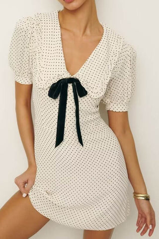 Doll Collar Lace-up Dress