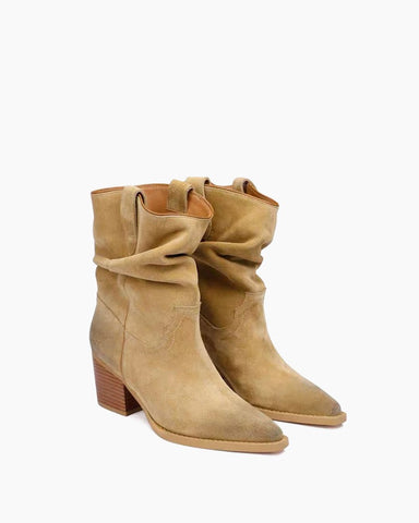 Pointed Suede Mid-calf Ankle Boots