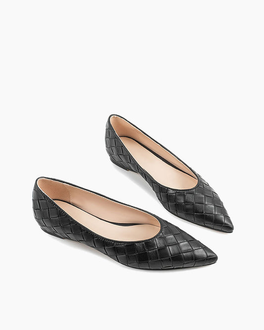 Pointed Toe Woven Height-enhancing Flat Shoes