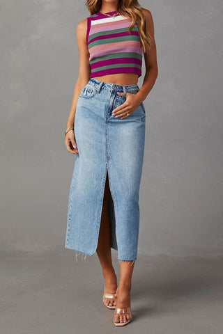 2024 New Split Denim Half Body Skirt