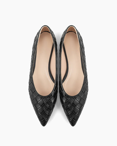 Pointed Toe Woven Height-enhancing Flat Shoes