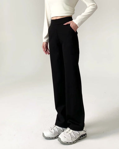 Anti Wrinkle Ponte Wide Leg Straight Pants