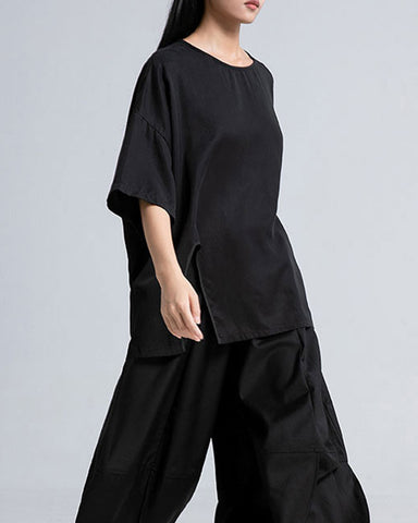 Washable Silk Split Pajama Tee