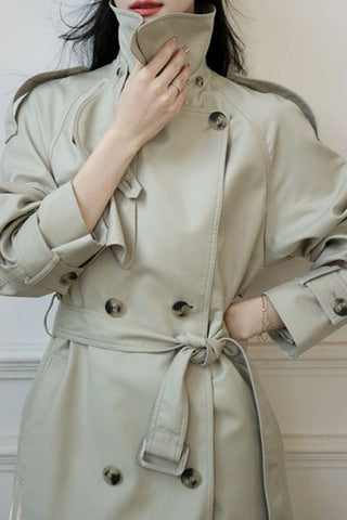 Pre Order Effortless Errands Solid Color V-neck trench coat