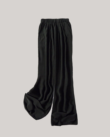 100% Washable Silk Soft Drawstring Wide Leg Pants