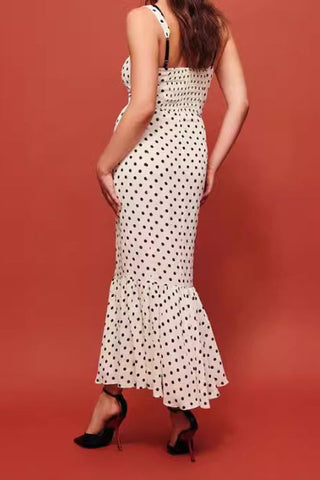 Relaxed Elegance Sleeveless Polka-dot Dress