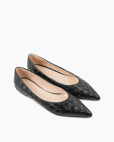 Pointed Toe Woven Height-enhancing Flat Shoes