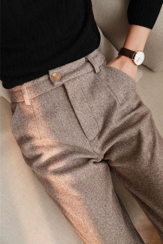 Golden Elegance High-waisted Thin Straight Casual Pants