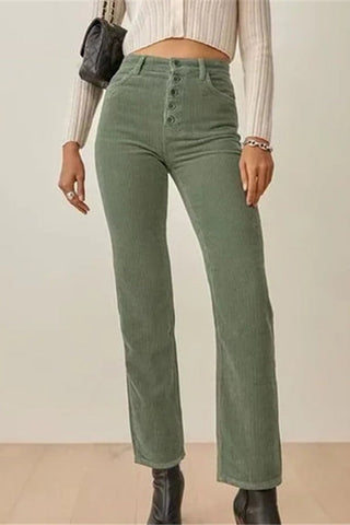 Retro solid color corduroy Straight Leg Pants