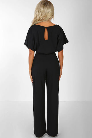 Waist-Cinched Short-sleeved Mid-rise Jumpsuit