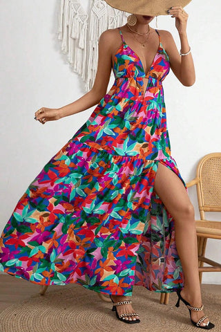 Printed Full Dexy Women's Strappy Bohemian Dress