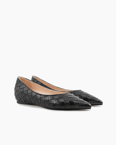 Pointed Toe Woven Height-enhancing Flat Shoes