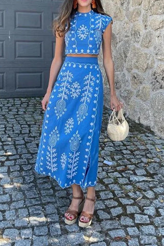 Printed Resort-style Two-piece Dress