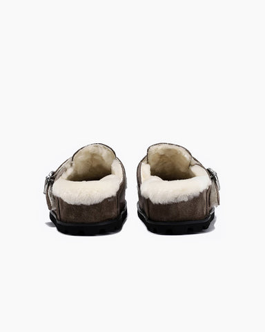 Closed Toe Half-slip Furry Cotton Birkenstocks