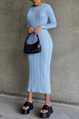 Sunset Strolls Long Sleeve Crewneck Knit Dress