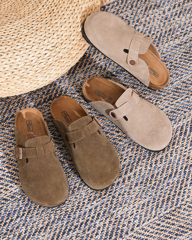 Suede Casual Adjustable Strap Clogs Mules