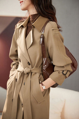 Pre Order Effortless Errands Solid Color V-neck trench coat