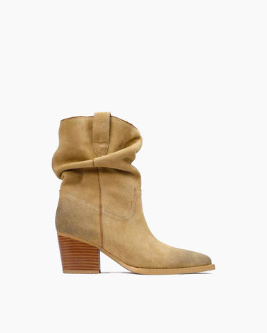 Pointed Suede Mid-calf Ankle Boots