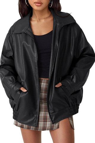 Sleek & Stylish Oversized  Loose Long Sleeve Motorcycle Jacket