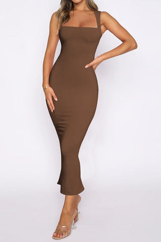 Split Slim Solid Color Sexy Hip Dress