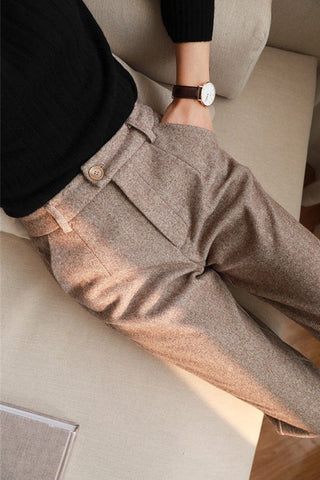 Golden Elegance High-waisted Thin Straight Casual Pants