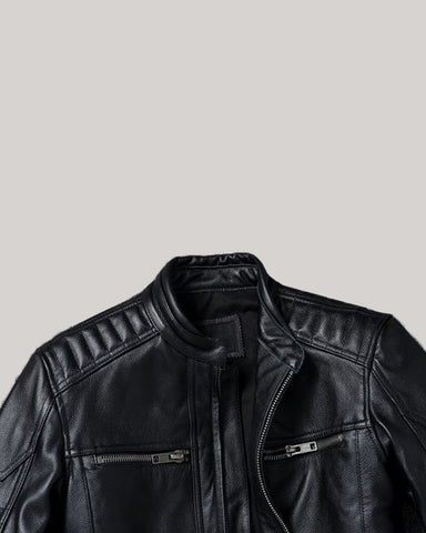 Men's Leather Bomber Biker Harley Motorcycle Jacket