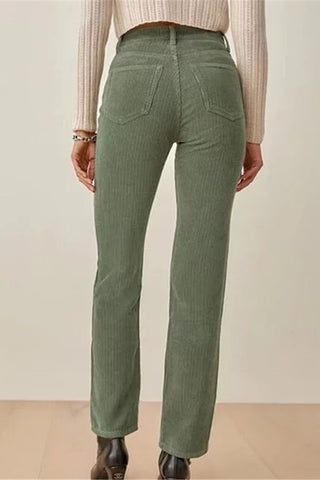 Retro solid color corduroy Straight Leg Pants