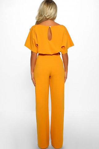 Waist-Cinched Short-sleeved Mid-rise Jumpsuit