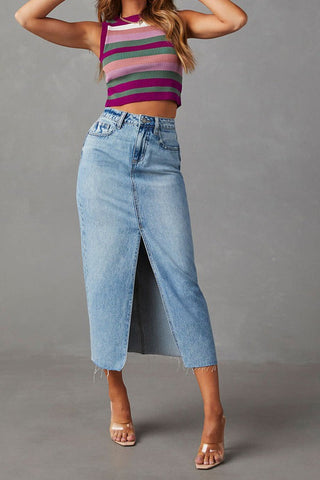 2024 New Split Denim Half Body Skirt