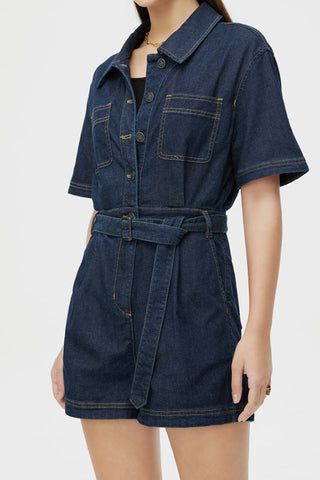 Denim Dlue Retro High Waist Jumpsuit Suit