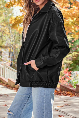 Sleek & Stylish Oversized  Loose Long Sleeve Motorcycle Jacket