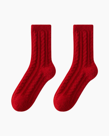 Striped Winter Mink Fleece Socks