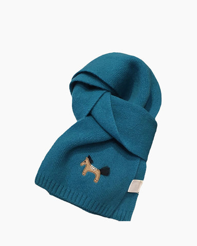 Embroidered Pony Wool Scarf