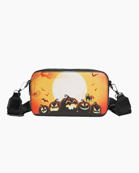 Halloween Pumpkin Witch Bat Pattern Crossbody Bag