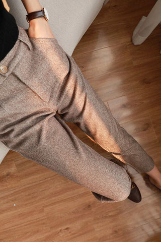 Golden Elegance High-waisted Thin Straight Casual Pants