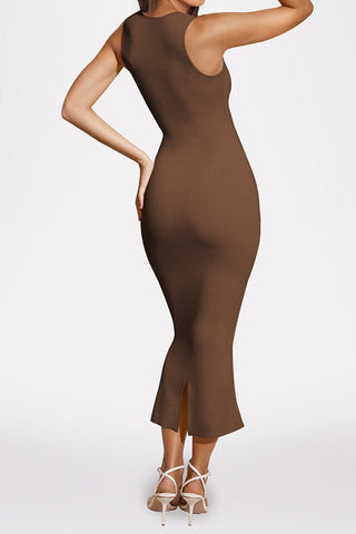 Split Slim Solid Color Sexy Hip Dress