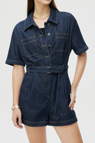 Denim Dlue Retro High Waist Jumpsuit Suit