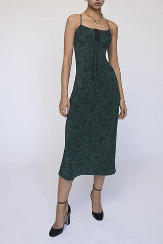 Subtle Glamour-Mulberry Silk Print Suspender Dress