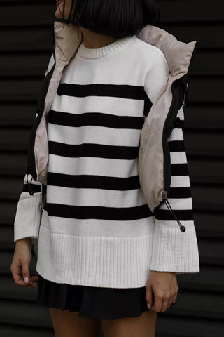 Casual Striped Loose Round Neck Pullover Sweater