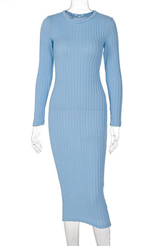 Sunset Strolls Long Sleeve Crewneck Knit Dress