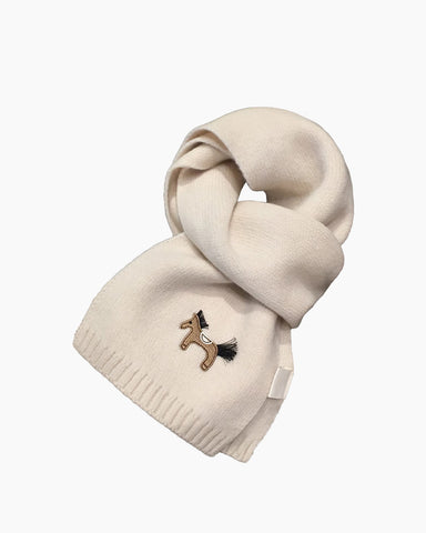 Embroidered Pony Wool Scarf