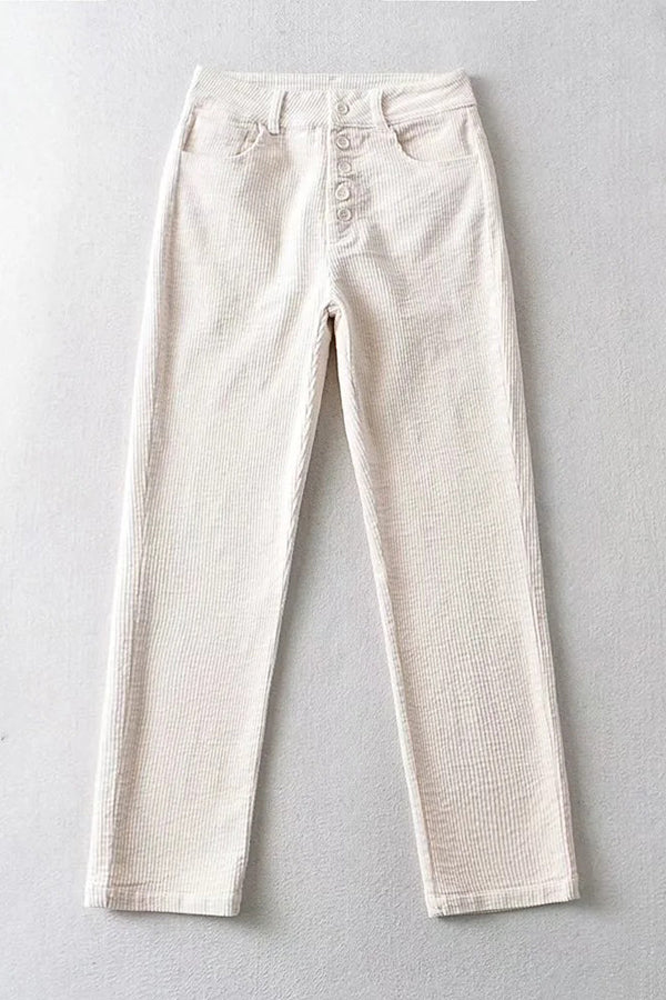 Retro solid color corduroy Straight Leg Pants