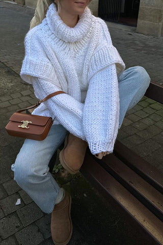 Golden Hour Glow-Puffy Long Sleeve Turtleneck Sweater