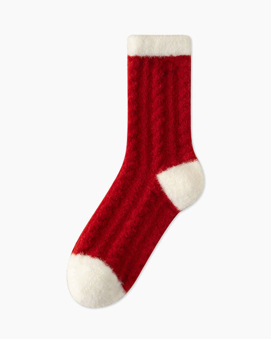 Striped Winter Mink Fleece Socks