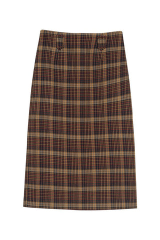 Autumn Breeze Vintage Plaid Bustier Skirt