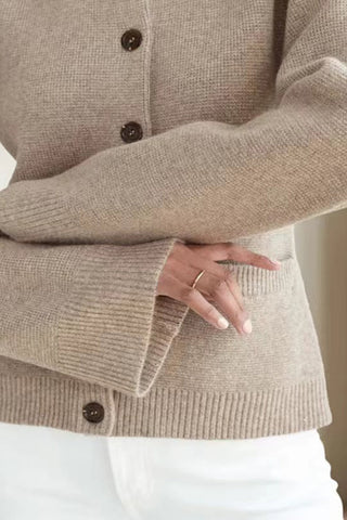 Warm Embrace-Round Neck Solid Color Knitted Jacket Cardigan