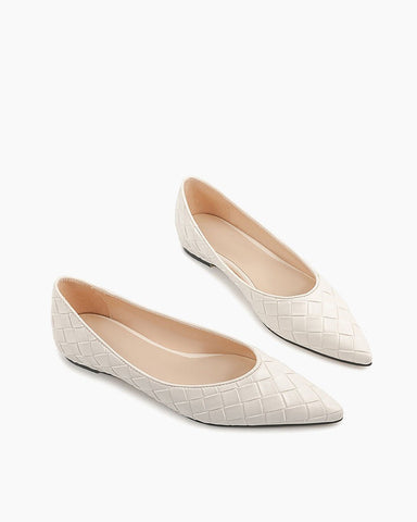 Pointed Toe Woven Height-enhancing Flat Shoes