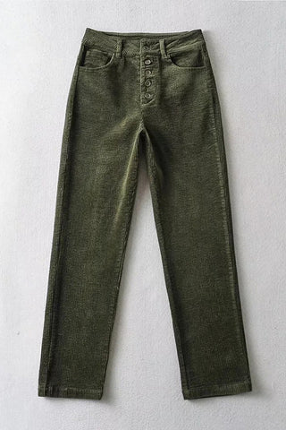 Retro solid color corduroy Straight Leg Pants